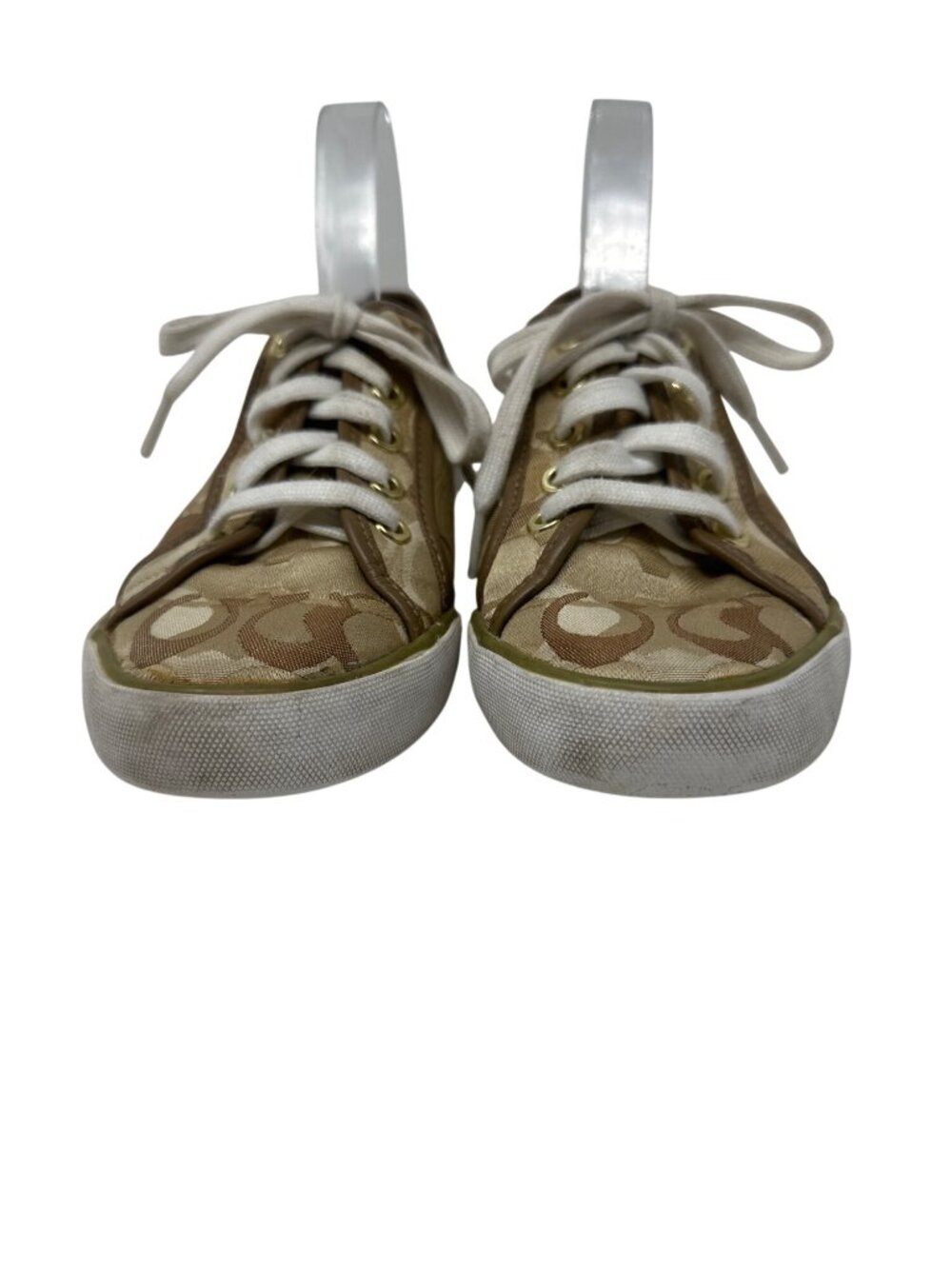 COACH Dee Signature Women's Shoes Sneakers GOLD Khaki / Brown Size 7.5 B - Picture 4 of 9